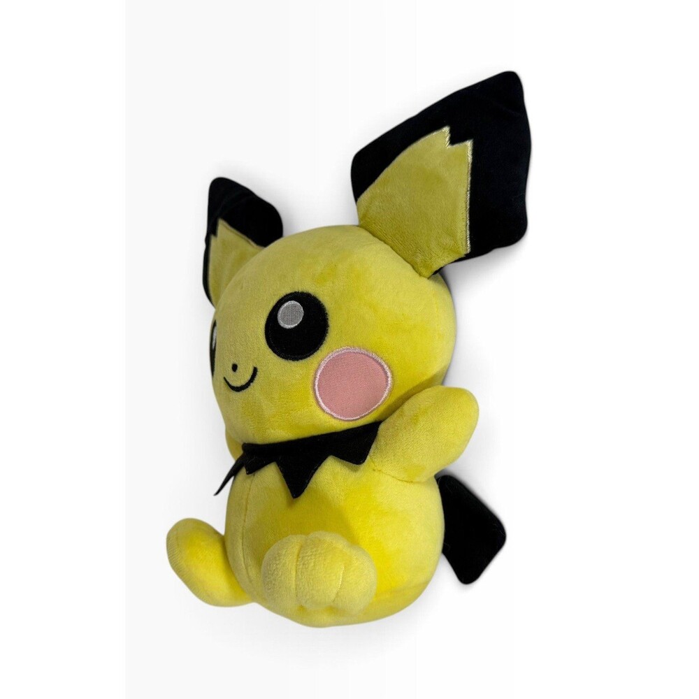 Nintendo Pokemon Sitting Pichu Plush – Yellow & Black Stuffed Mouse Toy Cut Tags - Picture 3 of 8